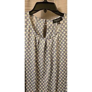 Papillon Womans Blouse Top Blue Daisy S Floral Sleeveless Round Neck Pullover